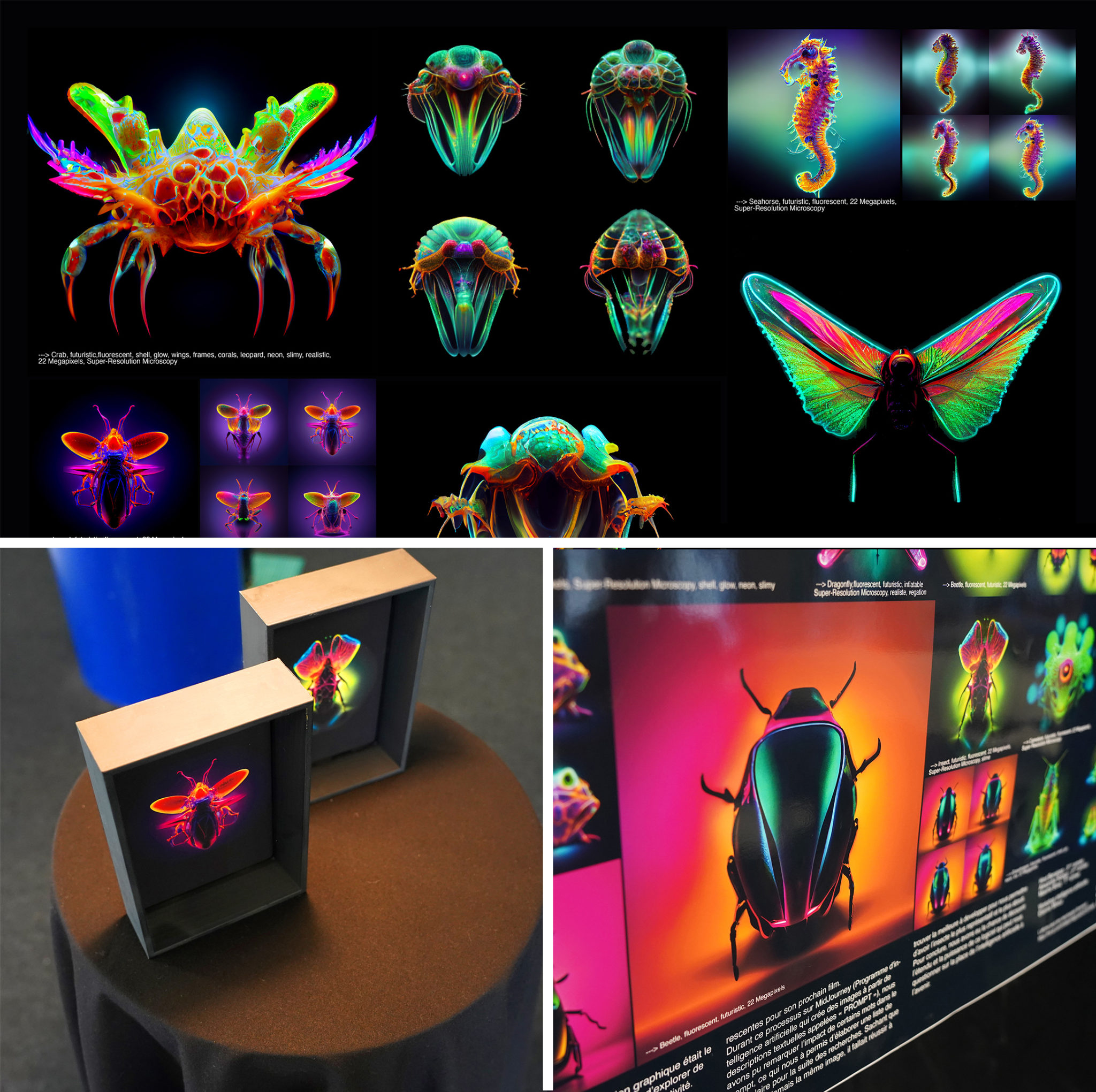groupe 03 / insecte fantastique, aux couleurs vives et fluorescentes